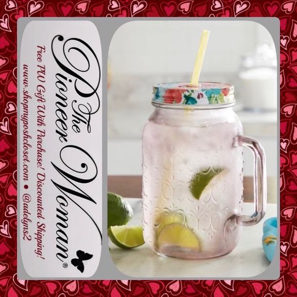 Last One! 🌺 New The Pioneer Woman 32oz Rose Mason Jar Glass, Qty 1 - Picture 4 of 7